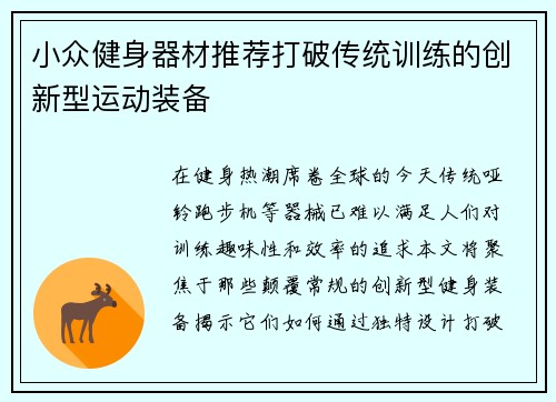 小众健身器材推荐打破传统训练的创新型运动装备