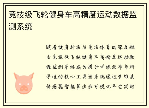 竞技级飞轮健身车高精度运动数据监测系统